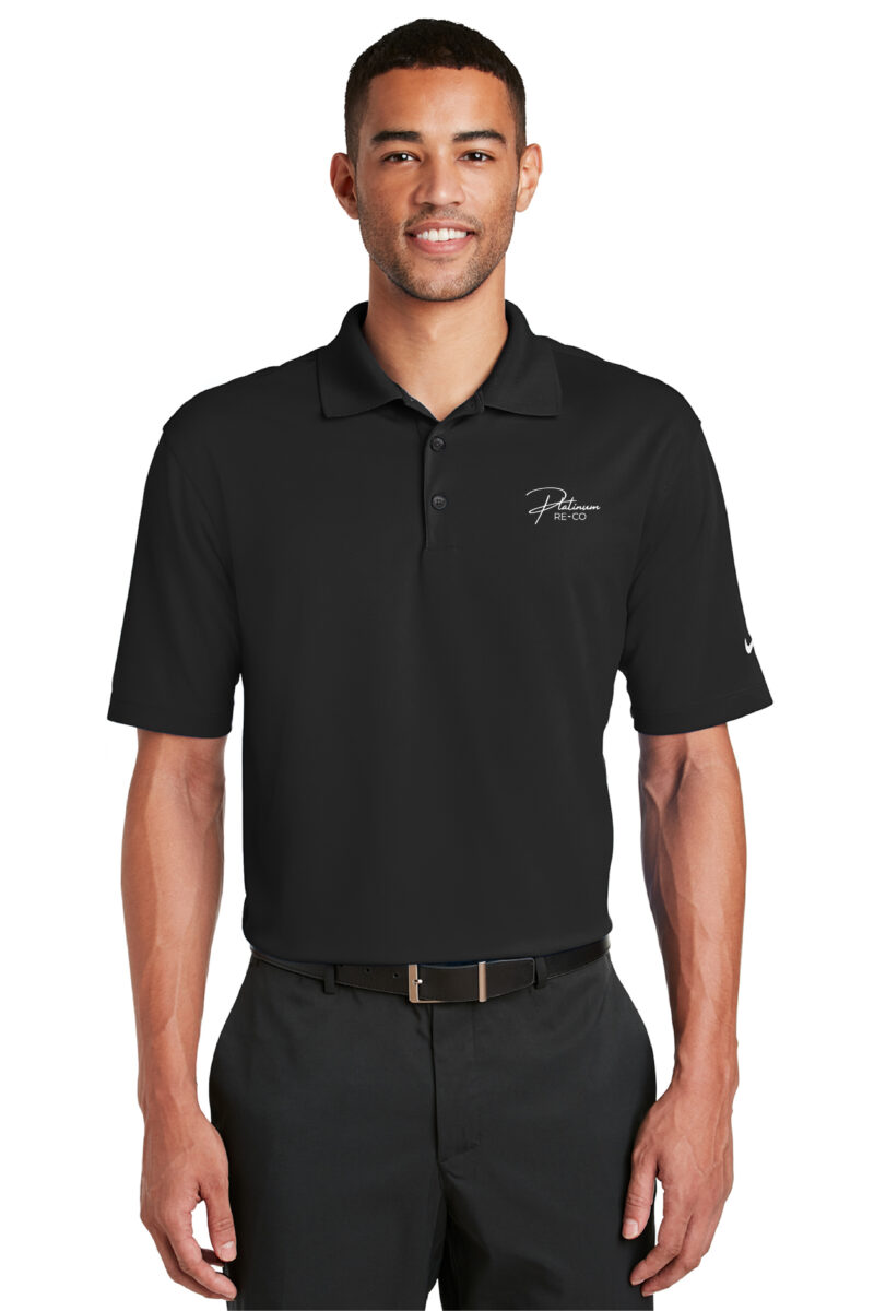 Nike Mens Short Sleeve Polo with Platinum Re-Co Logo Black