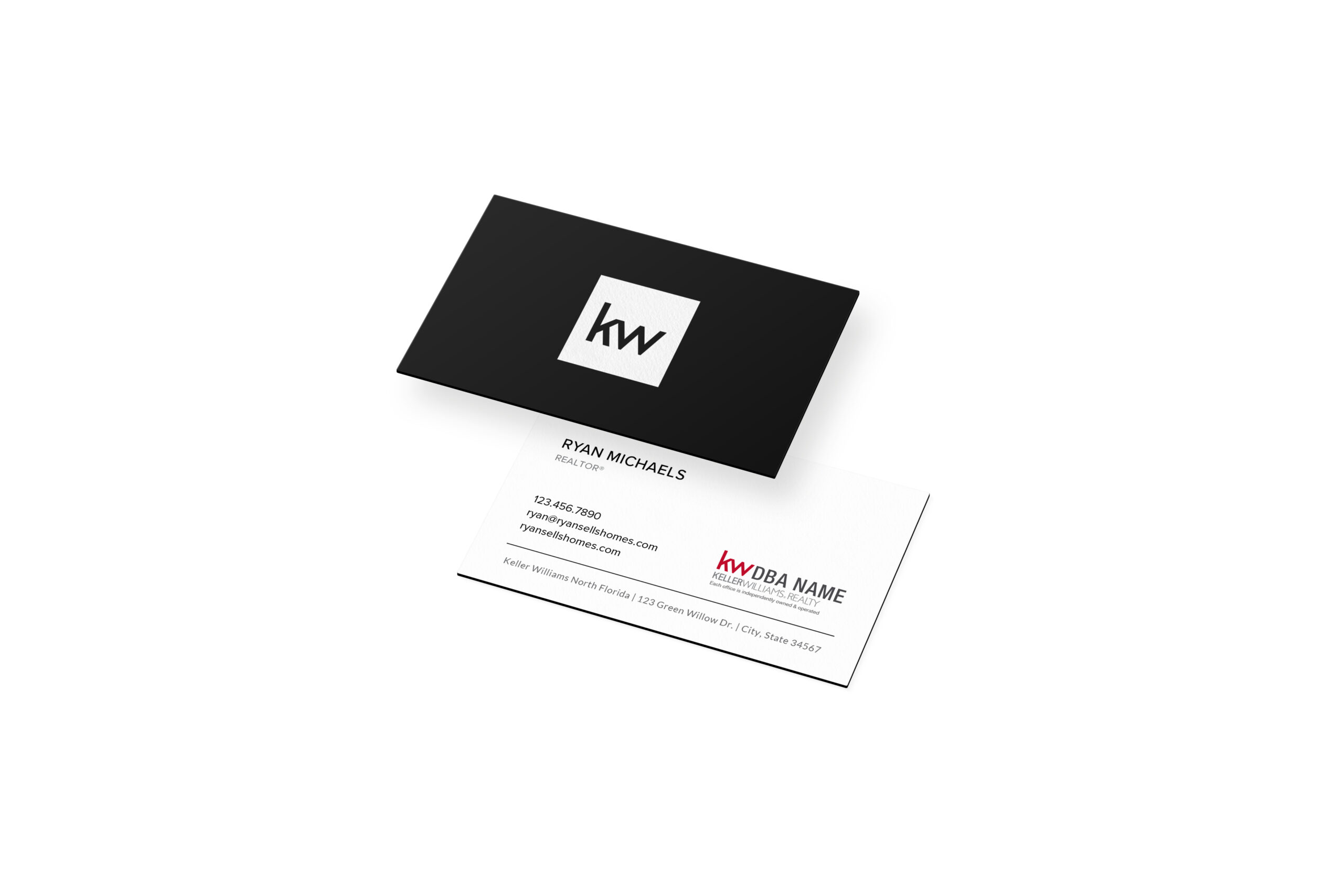 KW | Horizontal Black/White Square Painted Edge Business Card - Image 2